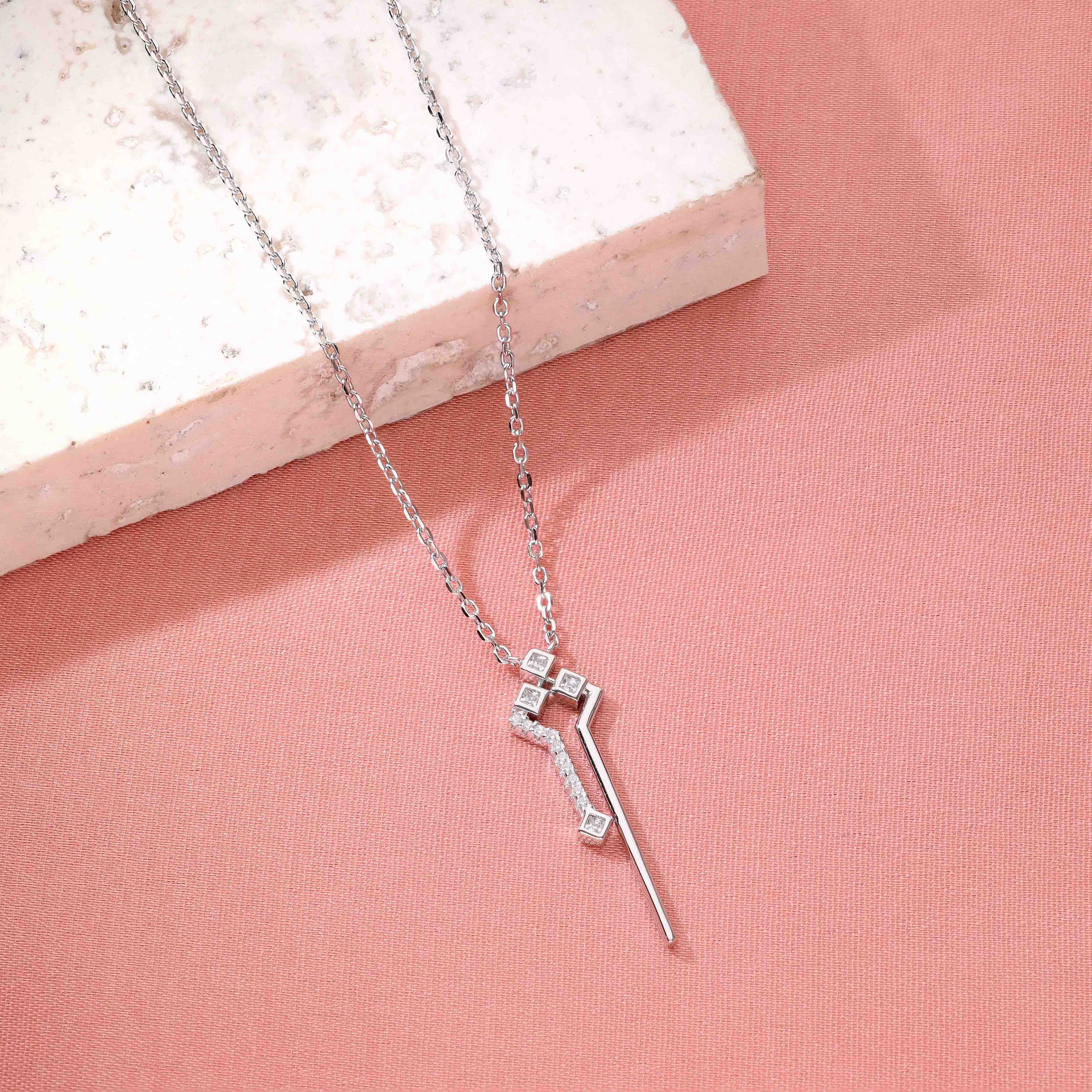 Stylish Abstract Zircon Casual Silver Necklace