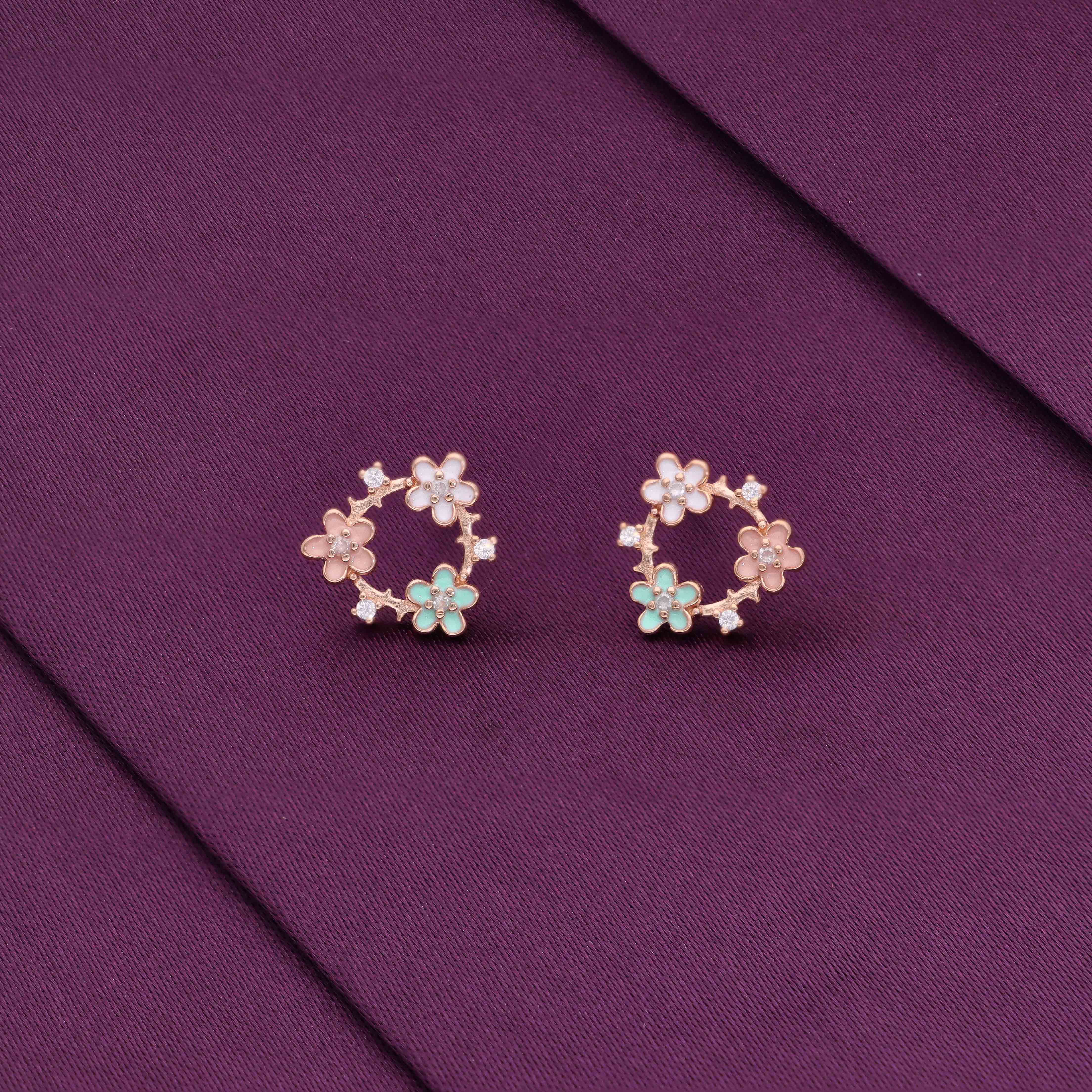Multi Colour Floral Casual Silver Earrings - Image 2