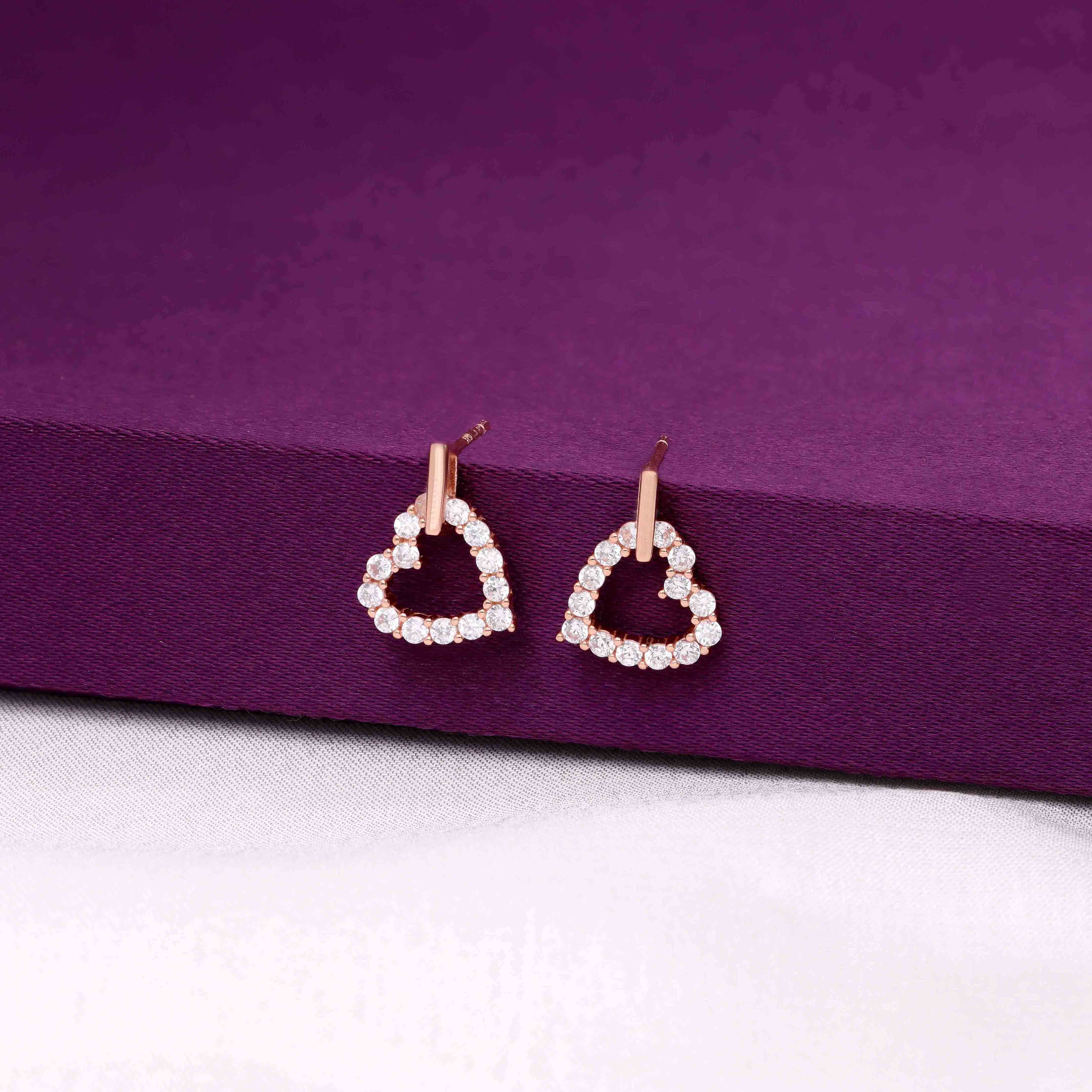 Trendy Heart Studs Rose Gold Earrings