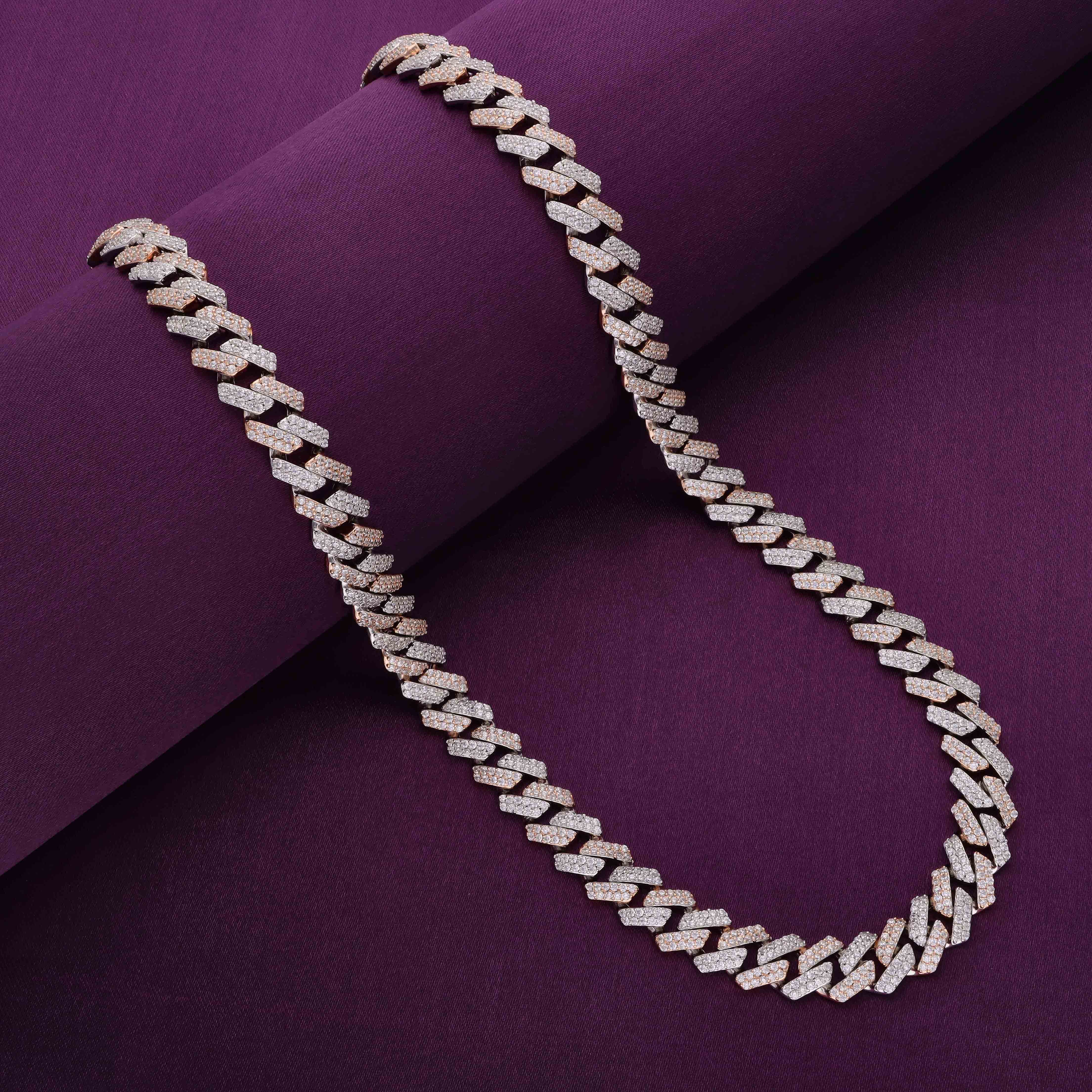 Men’s Pave Zircon Cuban Link Silver Chain - Image 2