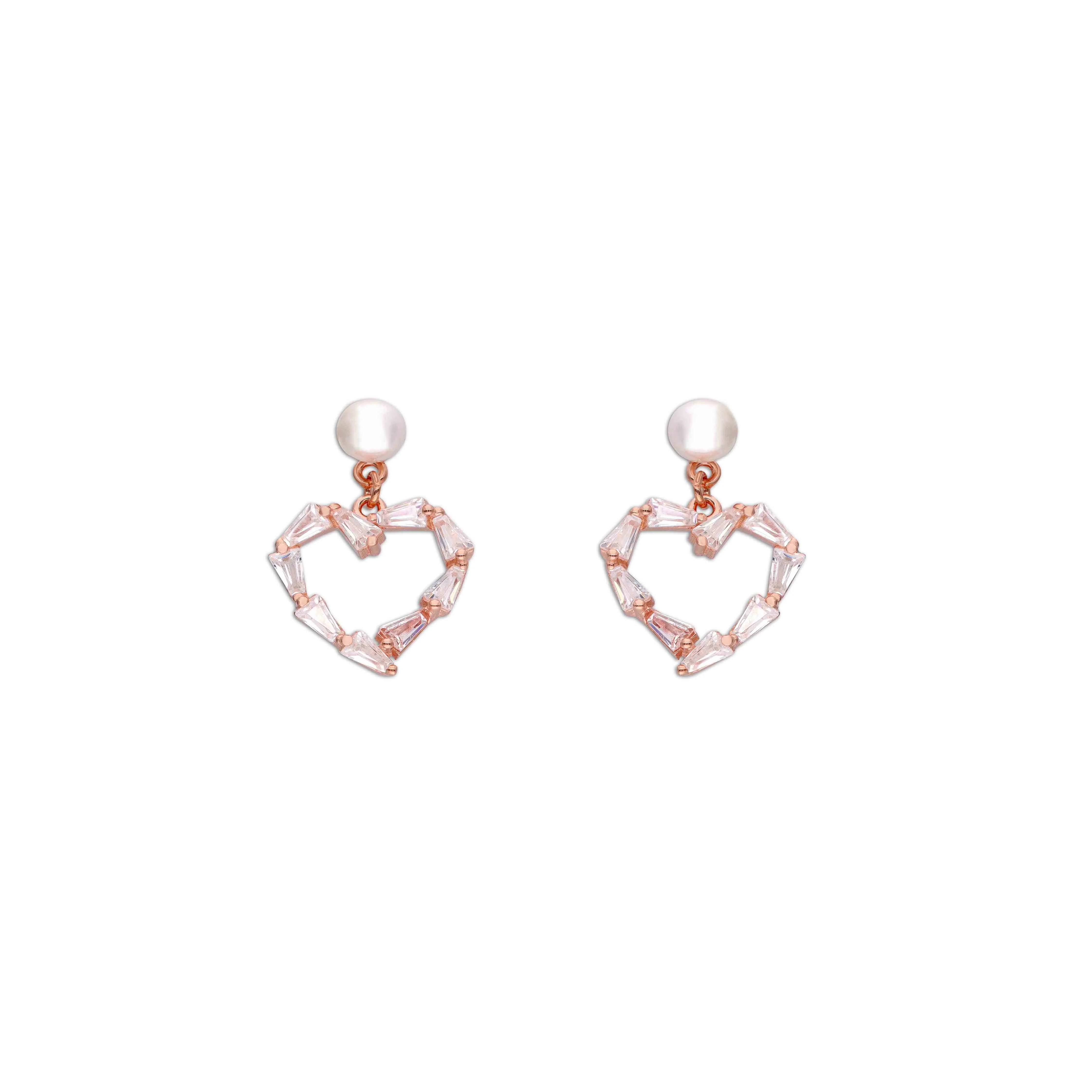 Intricate Heart Pearl Silver Earrings - Image 2