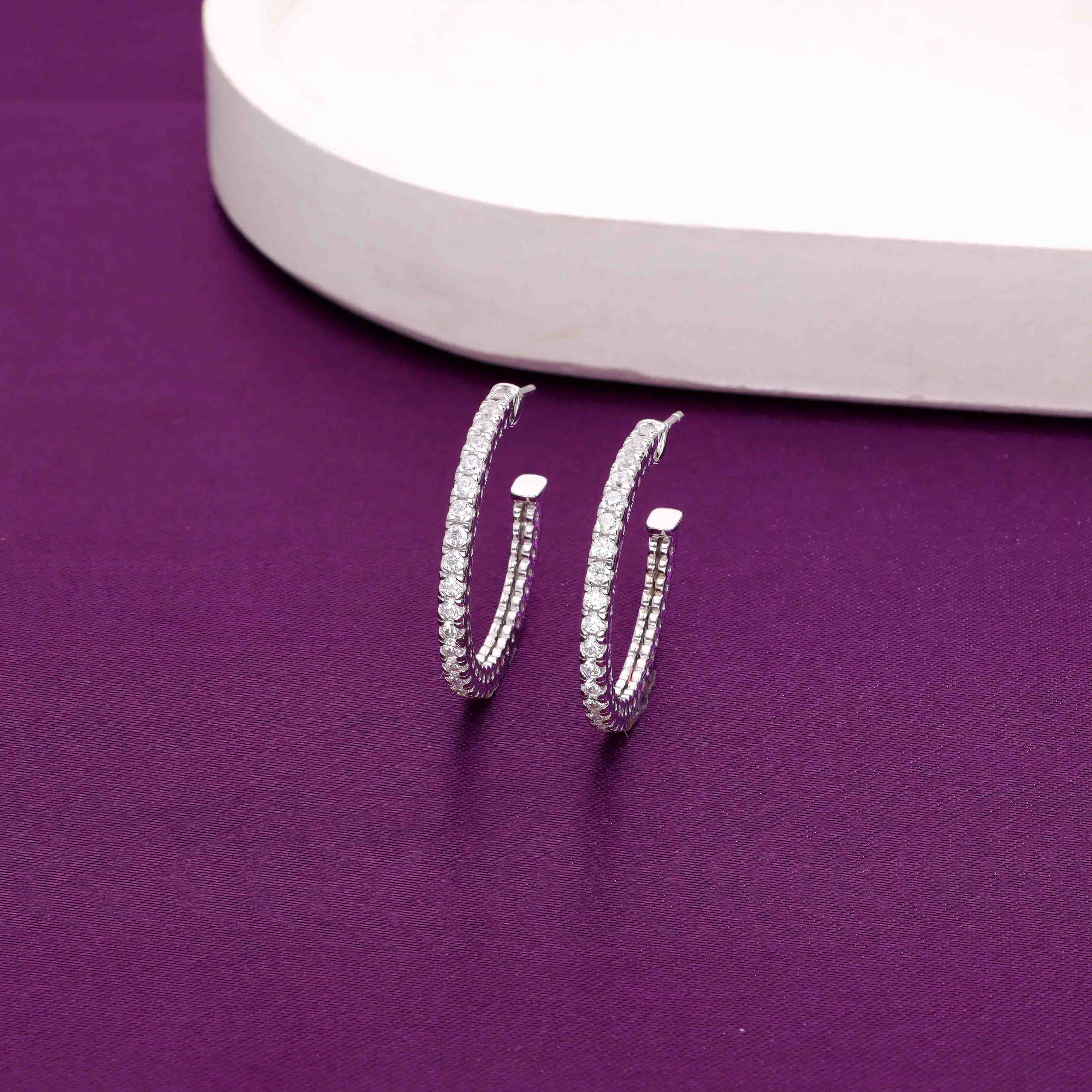 Sturdy Sparkle Silver Hoop Earrings