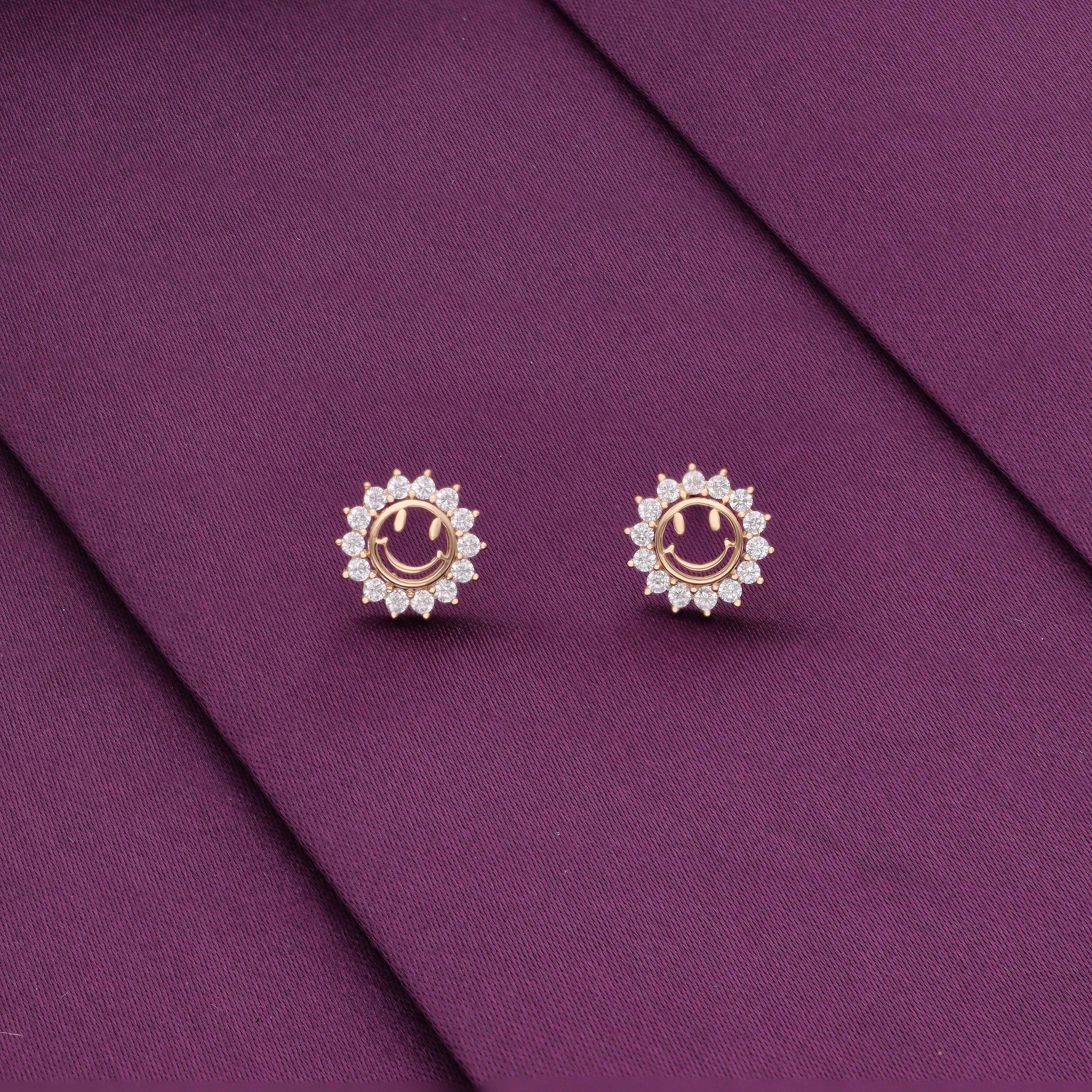 Minimalistic Smiley Silver Earrings - Image 2