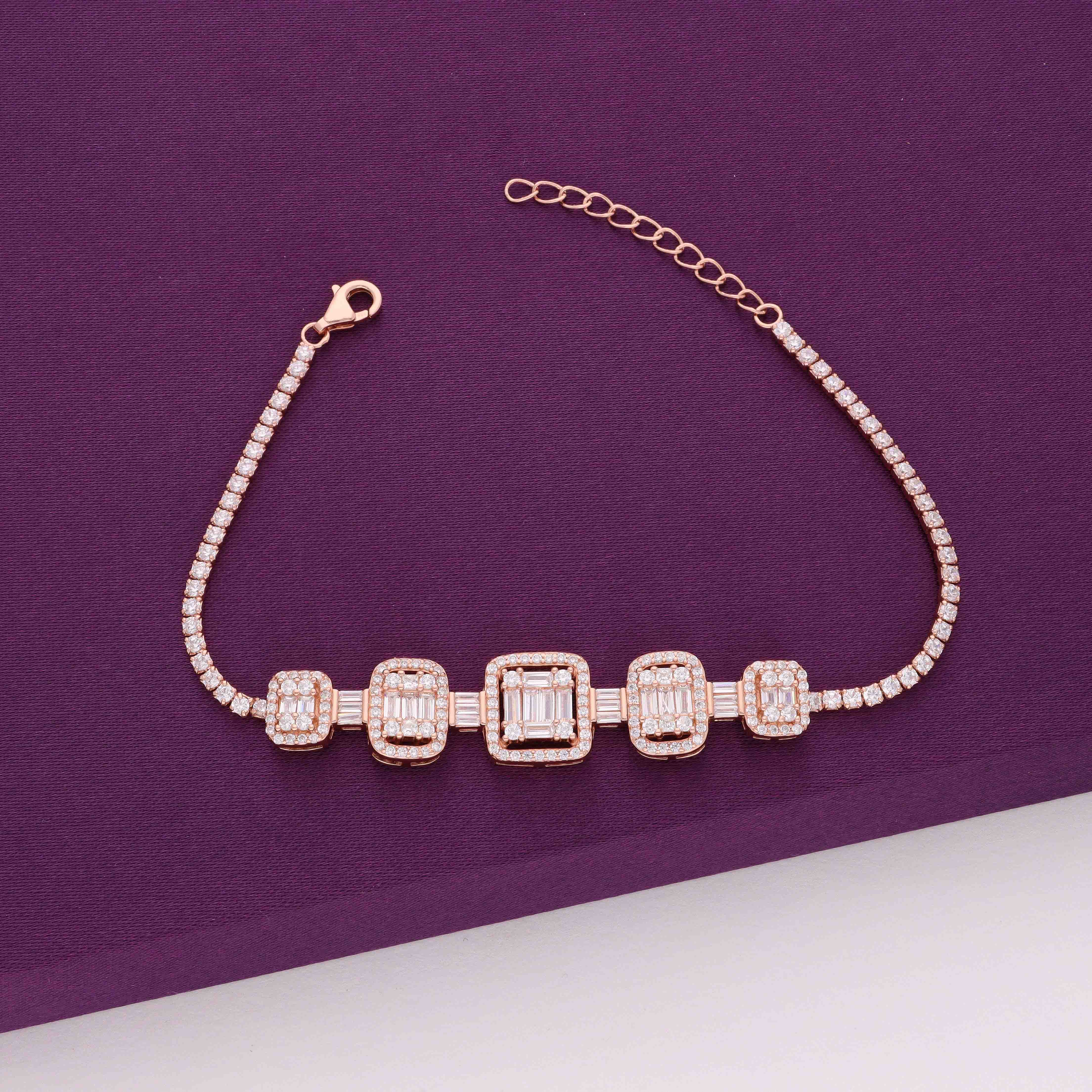 Square Cut Classic Silver Tennis Bracelet - Image 2