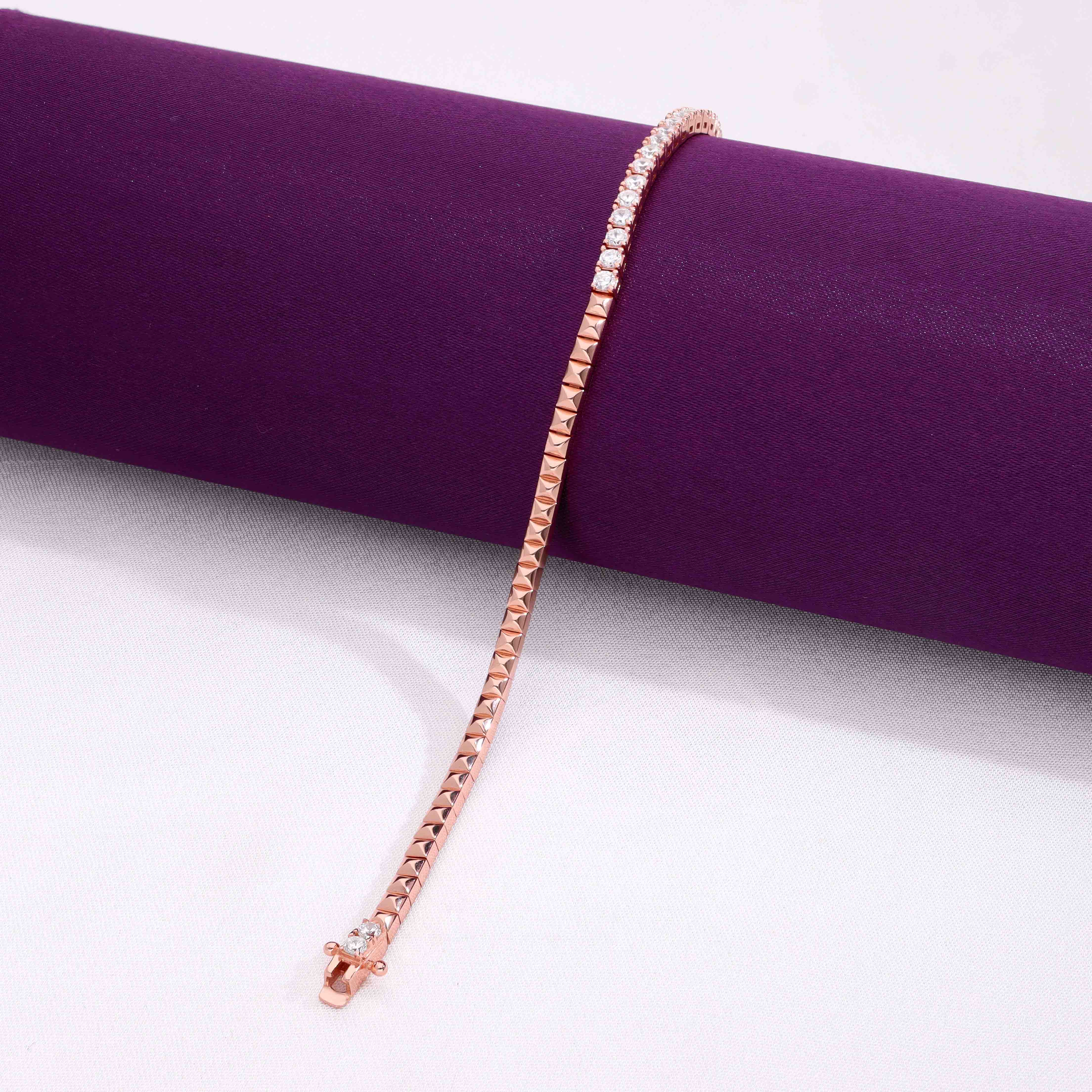 Sparkling Square Silver Tennis Bracelet - Image 8